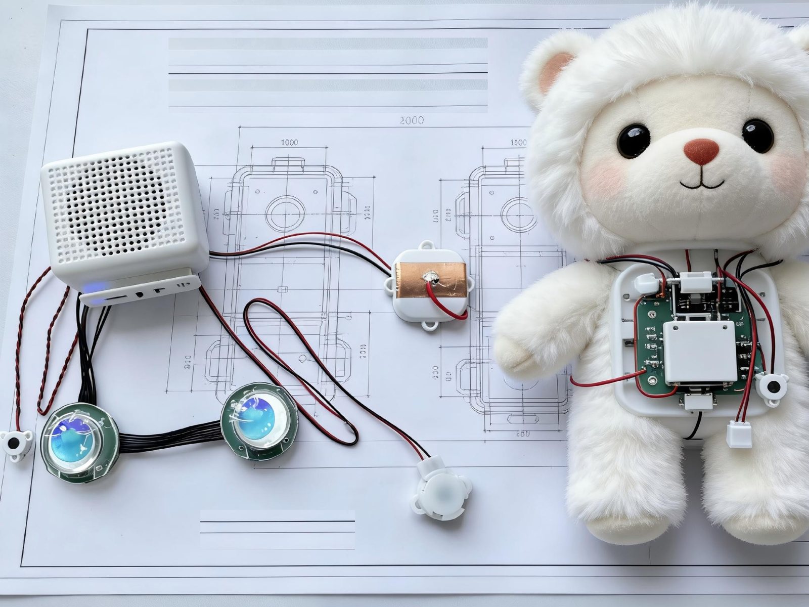 The AI Core Box next to a plush bear
